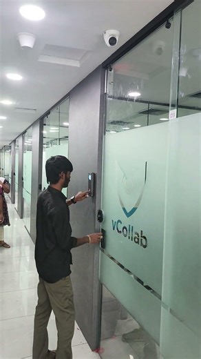 Sliding Door With Em Lock Installation Ai Face Orcus And Push Button#essl #doors #india