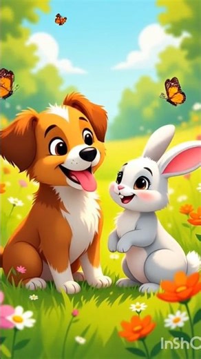 Happy Cartoon Puppy Running in Field | Cute Dog Animation" #puppy #cute #shorts #AI