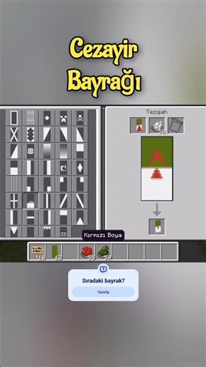 Minecraft'ta Cezayir bayrağı yapımı. #minecraftbanner #bayrak #shorts