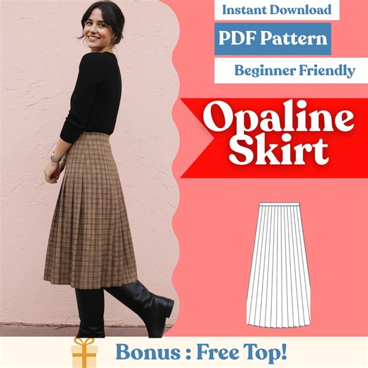 Sunray Pleated Skirt Sewing Pattern – Midi Knife-pleat (PDF, A0/a4/us-letter, XXS–5XL) - Etsy