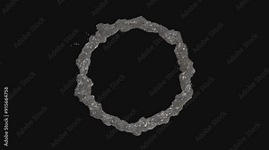 Water circle with reflections on black background, Water Splash Spinning flow, Liquid Wave nature shape. fluid simulation water ring shape with alpha channel.