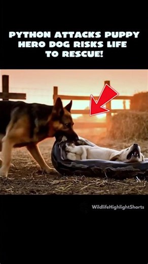 Shocking Moment: Python Attacks Puppy—Hero Dog Risks Life to Rescue!