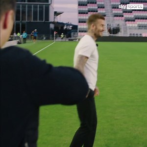 Just David Beckham casually hitting the crossbar from way out with a bare foot... 😎 📺 Watch Class of 92' Series 3 from 10:30pm on Sky Sports PL | Sky Sports