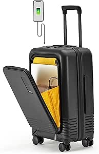 MOKOBARA The Carry On Pro Polycarbonate Hardsided Luggage 8 Wheel Trolley Bag, With USB Charging Socket Travel Suitcase for Unisex Adults | Crypto