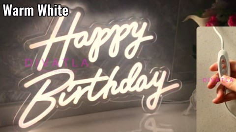 Happy Birthday Neon Sign - 3 Color Modes Happy Birthday Sign 17" - USB Happy Birthday Light Up Sign with Dimmable Switch - Happy Birthday LED Sign for Backdrop, Party, Celebration, Decoration