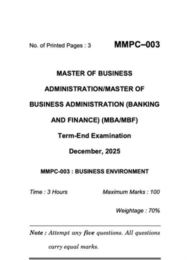 MMPC-003 Dec 2025 | IGNOU Previous Year Question Paper