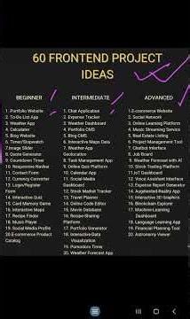 60 front-end PROJECT ideas Beginners to Advance #projects #tech #computerscience#coding#programming
