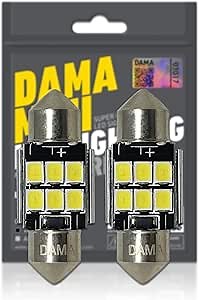 DAMA Mini 31mm Festoon 6SMD LED Light Bulbs White Pack of 2