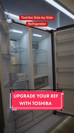 Looking for a sign to upgrade your refrigerator? Here's the perfect Toshiba ref for your family! More spaces to accommodate everyone's food choices. Available at #RobinsonsAppliances #Toshiba #fyp #refrigerator #sidebysiderefrigerator www.robinsonsappliances.com.ph