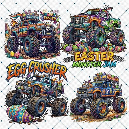 Easter Monster Truck PNG - Egg Crusher Shirt Graphics - Monster Jam Clipart - Etsy