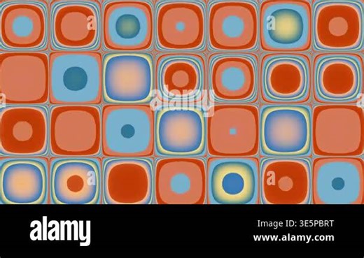 Animated Geometric pattern or background loop. Trendy retro 1970s geometric background with colorful transition circles in vintage colors - blue, burnt orange Stock Video Footage - Alamy