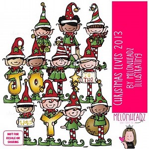 Christmas Elves 2013 clip art COLORED Version
