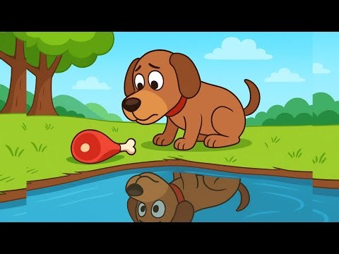 The Greedy Dog and His Reflection 🐶 | A Funny Moral Story About Greed for Kids