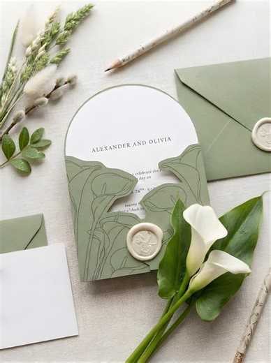 Calla Lily Invitation Jacket SVG Template | Bifold Wrap for Multiple Sizes (digital Download) - Etsy