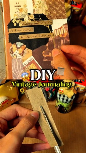 Raashi 🦋 | Art & Diy on Instagram: "Journaling like it’s the 90s…📻📜🍂✨️ . . . [Vintage journal, vintage journal ,journal at home,journal from meesho, cute journal, Journaling ideas,diy journal, diy journling, Journaling ideas, Journaling from scratch , journal under budget , vintage journal at home,journal ideas, Journaling under budget,Journaling, handmade, craft ideas, crafter, craft videos,craft for beginners, Journaling for beginners, easy Journaling, instagram algorithm ,boost reel , exp