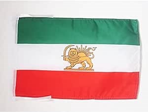 Iran Old Flag 18'' x 12'' cords - Former Iranian SMALL flags 30 x 45cm - Banner 18x12 in - AZ FLAG