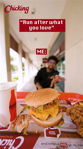 🏃‍♂️💨 Run after what you love… a tray full of Chicking awaits! 🍗✨ #ChickingMagic #SnackGoals