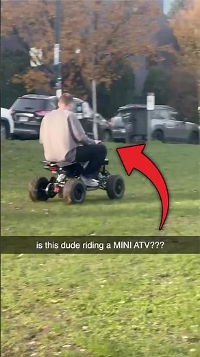 I caught this dude riding a MINI ATV???