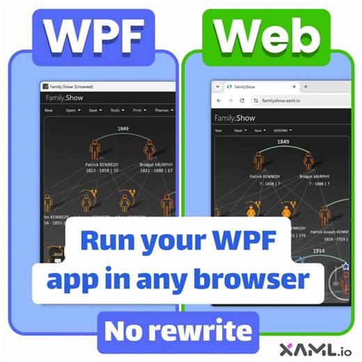 WPF on the web. No rewrite. Keep your C# and XAML.