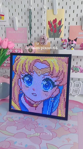 Adorable Pixel Art Display with Divoom Pixoo-64 | Kawaii Pink Setup