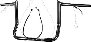 Pre-wired 12" Handlebars 1.25" Fat Ape Hangers for Harley 2014-2023 Street Glide/Electra Glide/Ultra Limited Prewired CAN-Bus Wire and Guiding Line Meathook Monkey Bar, Black