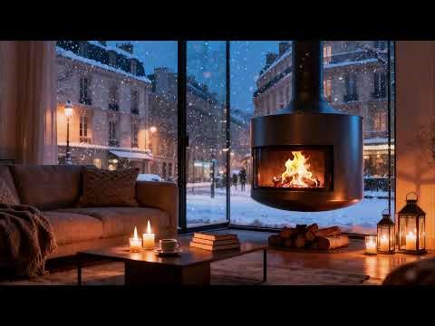 Calm Winter Fireplace Snowfall Ambience for Deep Focus & Study 🔥
