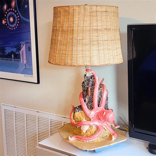 Ceramic Octopus Table Lamp With Shells and Starfish - Etsy