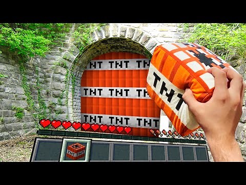 Minecraft in Real Life POV TNT WALL from ZOMBIES in Realistic Minecraft Texture Pack