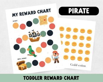 Pirate Toddler Sticker Reward Chart, Positive Behavior Incentive Visual Schedule