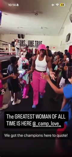 Claressa Shields shows love to a youth camp.