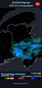 Current Doppler radar (12:30) | New Brunswick Weather Network