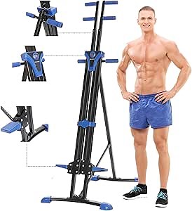 The ONLY Vertical Climber Machine Combined Resistance Training and High-Intensity Cardio for Home, More Than 350 lbs Weight Capacity，Full Body Stair Climber，Home Gym Exercise Machine (Blueblack)
