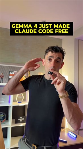 Claude Code 现在完全免费，永久有效🤯Google 刚刚在 Ollama 上发布了 Gemma 4，这意味着你可以在本地运行 Claude Code，无需支付任何 API 费用或订阅费。只需安装 Gemma 4，将其连接到 Claude Code，即可立即在您的计算机上直接运行免费的 AI 代理。谷歌或许已经终结了人工智能订阅成本。 🚀