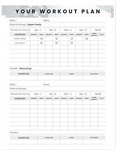 Upper/lower Body Split Training Plan   Pressure Training Diary, Printable PDF - Etsy Canada