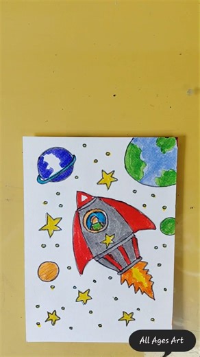 Easy Rocket Drawing for Kids 🚀 | Space Drawing Step by Step