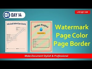 Day 14 - MS Word Watermark, Page Color & Page Border Tutorial