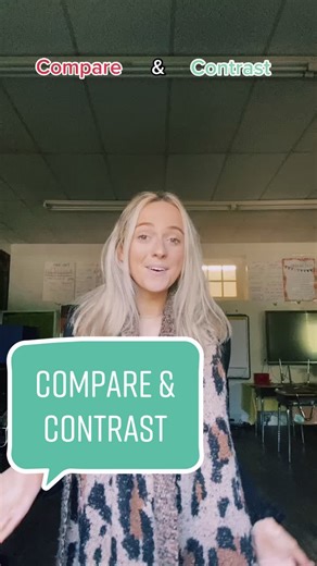 compare and contrast! remember compare alike, contrast different. ✍🏼#compareandcontrast #englishskills