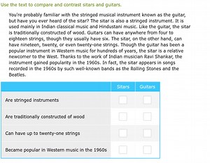 Use the text to compare and contrast sitars and guitars.|    ... | Filo