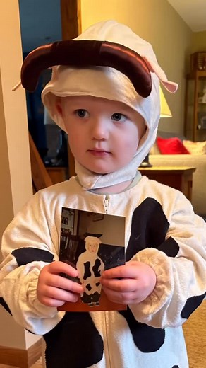 Halloween trick-or-treaters couldn’t have been any cuter. Our oldest grandson, Monroe wore the cow costume I made for his dad Michael 36 years ago! Show me your costumes in the comments. | My Barnyard View