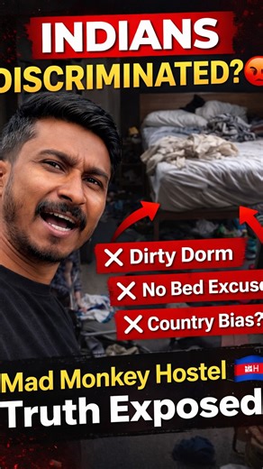 Er Aditya Kumar on Instagram: "“Ye video sirf mere liye nahi, har Indian traveller ke liye hai. 🇮🇳 Aaj jo experience mujhe Mad Monkey Hostel Phnom Penh me mila, wo shock kar dene wala tha. Mujhe intentionally ek messy bed, messy room wale dorm me dala gaya— jahan log mahino se reh rahe the, beds dirty the, vibes uncomfortable thi. Jab maine politely bola ‘Please change my dorm’, jawab aaya: 👉 ‘No bed available’ ❌ Jabki online clearly beds available dikh rahe the 📱 Jaise hi maine apni baat st
