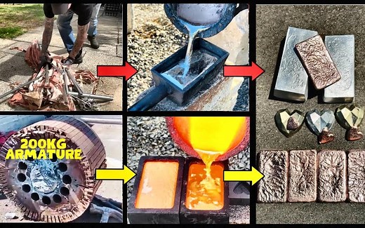 [bigstackd casting] 街道报废免费金属 - 铜砖 - 金属熔化-bigstackd t