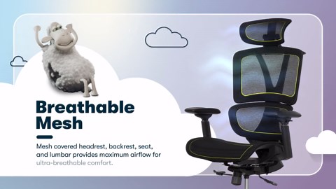 Serta AirHaven SX1100 All-Mesh Ergonomic Chair with Adjustable Headrest, Black
