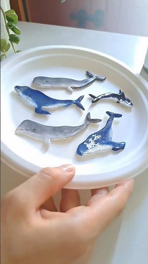 Make your own cute whale magnets with air-dry clay! 🐋✨#AirDryClay #WhaleDIY #DIYMagnets #Oceanvibes