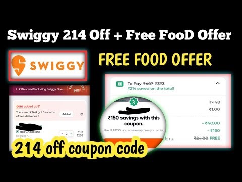 Swiggy 214 Off + Free FooD Offer || swiggy coupon code today || summer special offers