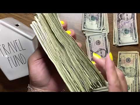 Tip Jar and 5 dollar challenge || “Travel Fund” piggy bank COUNTING || How much did we save ??