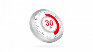 The 30 minutes timer. Stopwatch icon in flat style.Motion graphics.