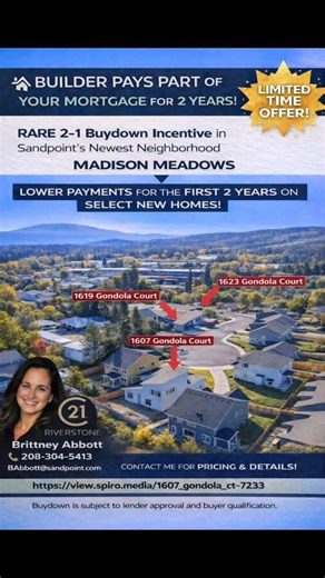 Brittney Abbott C21 Riverstone on Instagram: "New construction in town with boat & RV storage?! AND the builder will pay down your interest rate - it doesn't get much better than that! #newbuilds #newconstruction #builderincentives #madisonmeadows #sandpointrealestate #sandpointidaho #sandpointhomeadvisor #sandpointrealestateadvisor #agentnorthidaho"