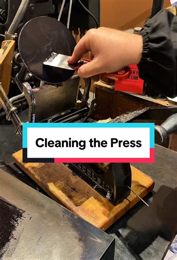 Replying to @Sacramento History Museum We are often asked about how we clean our equipment in our print shop after letterpress printing. We use 1K kerosene as a solvent to clean the ink off of the press, letterpress cuts, and type. In this video, Jared demonstrates cleaning the 3x5 Kelsey Excelsior tabletop printing press. This was after a press run using black rubber base ink to print some greeting cards. #SacHistoryMuseum #cleaning #clean #cleaningtiktok #cleantok #sacramento #museum #history