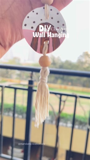 @nandanicreations01 on Instagram: "✨ Clay Art Wall Hanging | Macramé Cord & Beads with Paint ✨#instagram #creator #artandcraft #handmade #homedecor"