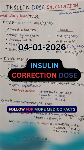 Ravi Ranjan Kumar | Insulin Correction Dose (Part - 02)👨‍⚕ Learn how to use the 1800 Rule to calculate rapid-acting insulin needed to correct high blood... | Instagram